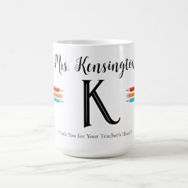 Monogram Teacher Red Blue Yellow Pencils Kaffeetasse