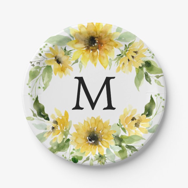 Monogram Teller für Sonnenblumengarten (Vorderseite)