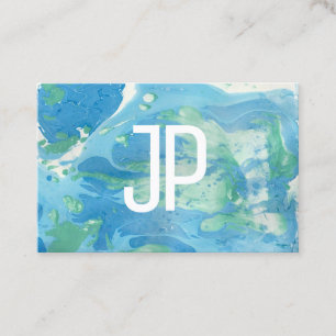 Monogram Template Blue Green Modern Abstrakt Visitenkarte