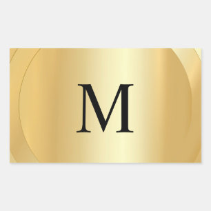 Monogram Template Custom Elegante Imitate Gold Rechteckiger Aufkleber