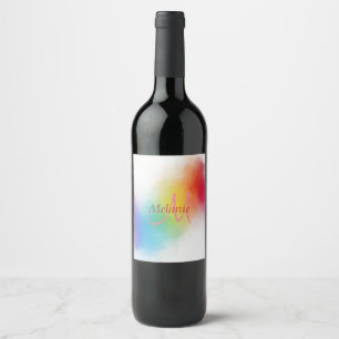 Monogram Template Custom Modern Rainbow Abstrakt Weinetikett