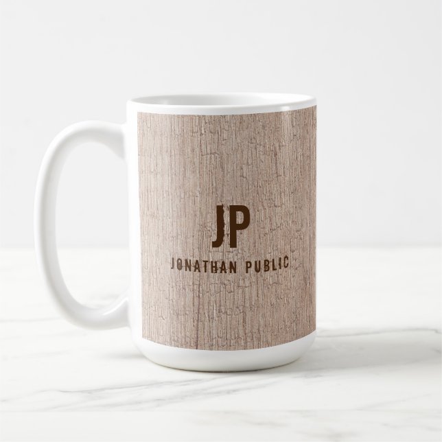 Monogram Template Eleganboard Plank Wood Look Kaffeetasse (Links)