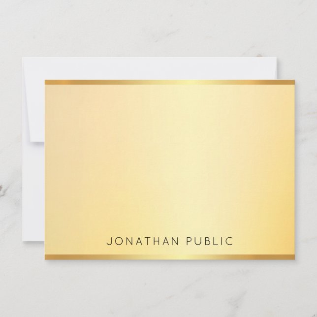 Monogram Template Elegante Imitate Gold Modern Mitteilungskarte (Vorderseite)