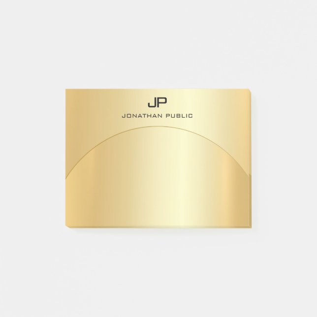 Monogram Template Trendy Gold Look Elegant Post-it Klebezettel (Vorderseite)