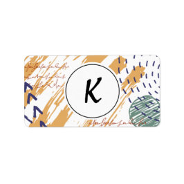 Monogram Terracotta Abstrakt Doodle Adressaufkleber