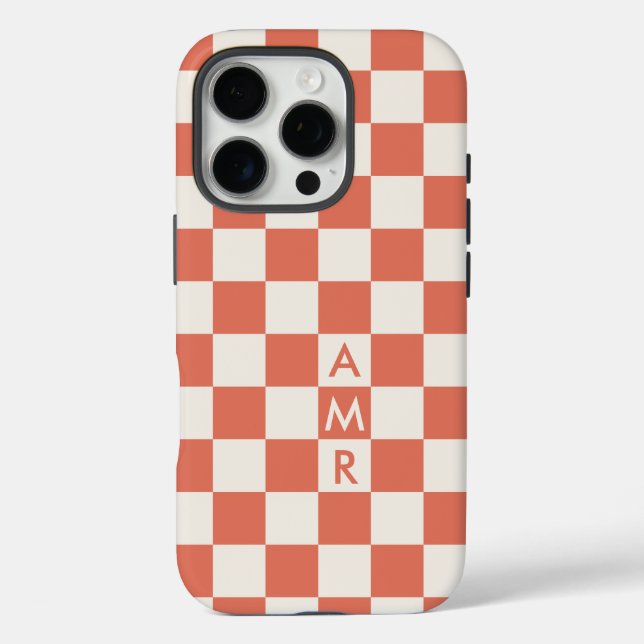 Monogram Terracotta Cream Prüfmuster iPhone 16 Pro Hülle (Rückseite)