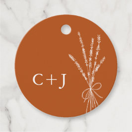 Monogram Terracotta Einfache botanische Hochzeit Geschenkanhänger
