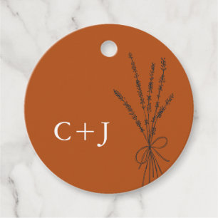 Monogram Terracotta Einfache botanische Hochzeit Geschenkanhänger