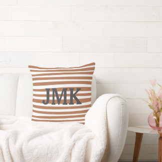 Monogram Terracotta Modern Stripes Minimalist Kissen