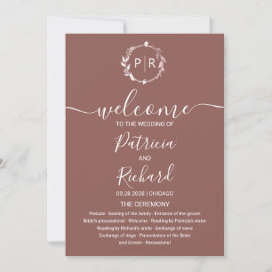 Monogram Terracotta Wedding Program Einladung