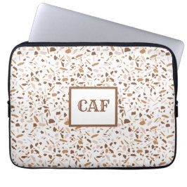 Monogram Terrazzo Brown and Beige and White Laptopschutzhülle