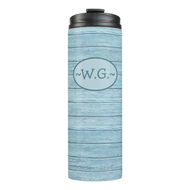 Monogram Thermal TumbDriftwood Beach Design.Slate Thermosbecher (Vorderseite)