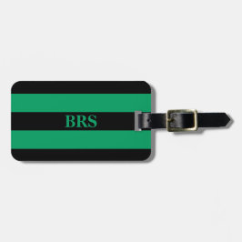 Monogram Three Black Strip auf Kleeblatt Green Gepäckanhänger