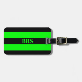 Monogram Three Black Strip on Lime Green Gepäckanhänger