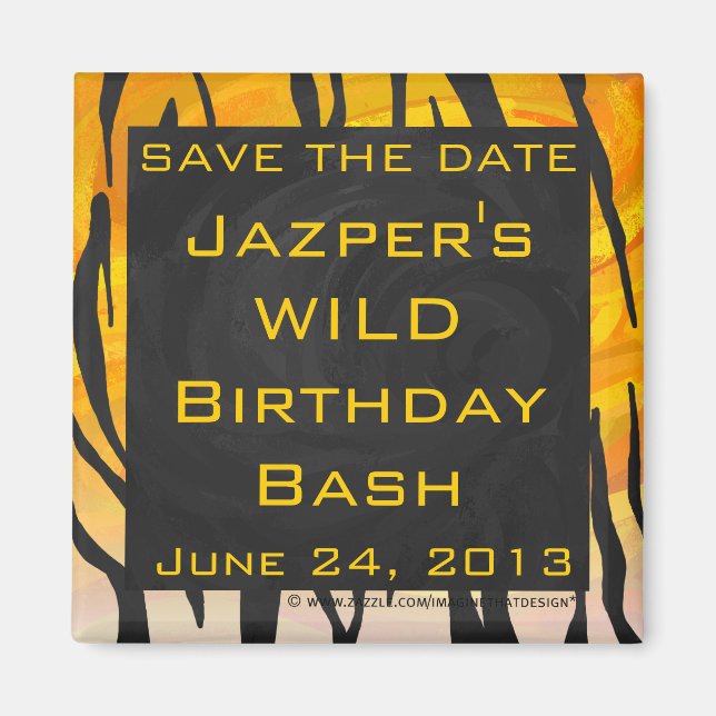 Monogram Tiger Black and Orange Print Pattern Magnet (Vorne)
