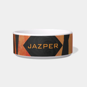 Monogram Tiger Hot Orange und Schwarz Print Muster Napf