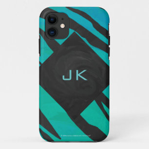 Monogram Tiger Schwarz und Aquamarines Druckmuster Case-Mate iPhone Hülle