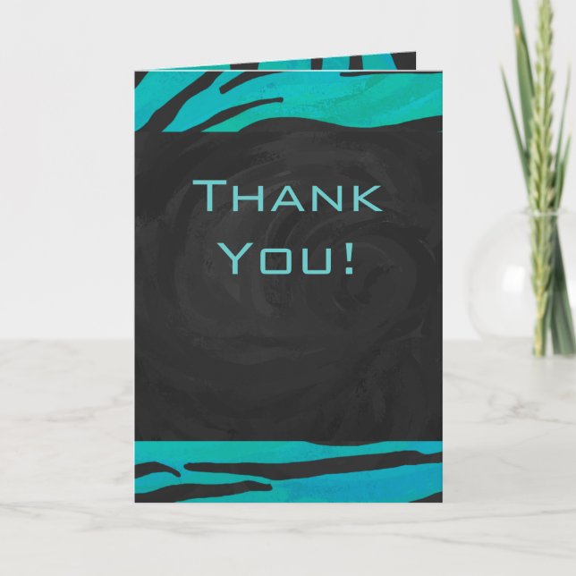 Monogram Tiger Schwarz und Aquamarines Druckmuster Karte (Vorderseite)