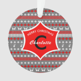 Monogram Traditionelle Weihnachten Nordic Muster Ornament