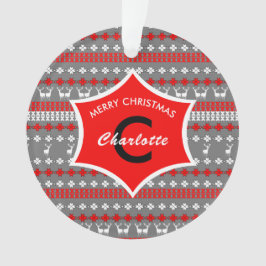 Monogram Traditionelle Weihnachten Nordic Muster Ornament
