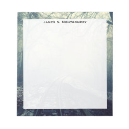 Monogram Traffic Railroad Tracks Winter Snow Fog Notizblock