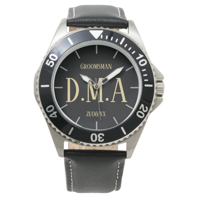 Monogram Trauzeuge Bestman Father Groom Bride Armbanduhr (Vorderseite)