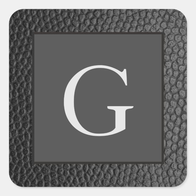 Monogram Trauzeuge Trauzeuge Black Leather Print Quadratischer Aufkleber (Vorderseite)