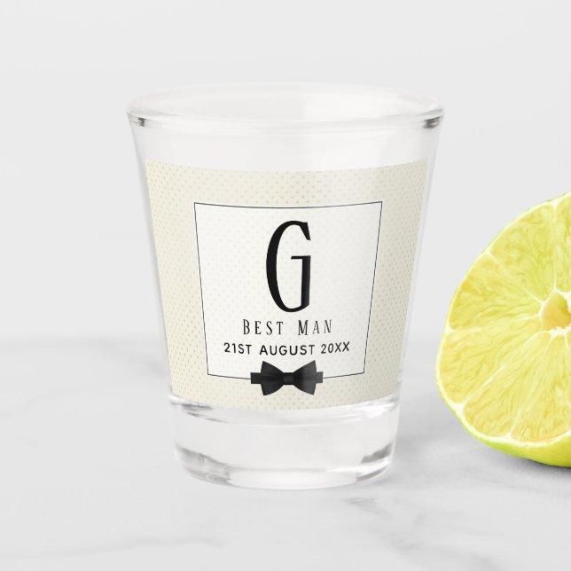 Monogram TRAUZEUGE Trauzeugen Trauzeuge Fleurdelis Schnapsglas (Vorderseite)
