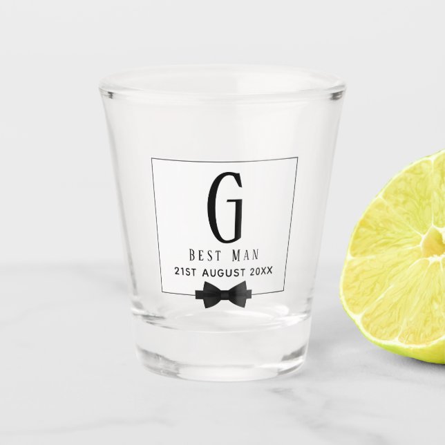 Monogram TRAUZEUGE Trauzeugen Trauzeuge Schwarze K Schnapsglas (Vorderseite)