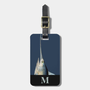 Monogram Travel Blue Graue Schwertfische Kopf Gepäckanhänger