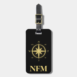 Monogram Travel Faux Gold Kompass Gepäckanhänger