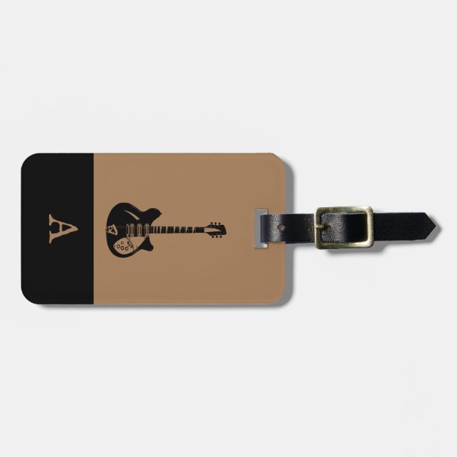 Monogram Travel Music Electric Bass Gitarre Gepäckanhänger (Vorderseite horizontal)