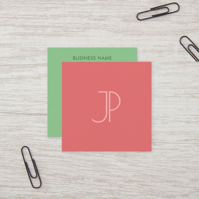 Monogram Trend-Anfangsfarben Beruflich Elegant Quadratische Visitenkarte (Vorderseite/Rückseite Beispiel)