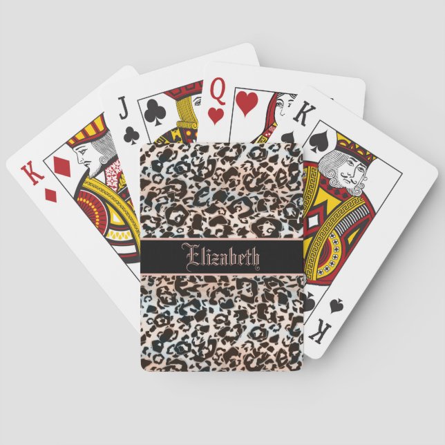 Monogram-Trendleoparddruck Spielkarten (Rückseite)