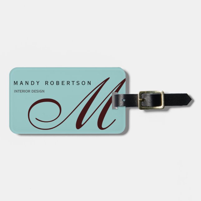 Monogram Trendy Modern Fügen Sie Ihren Namen hinzu Gepäckanhänger (Vorderseite horizontal)