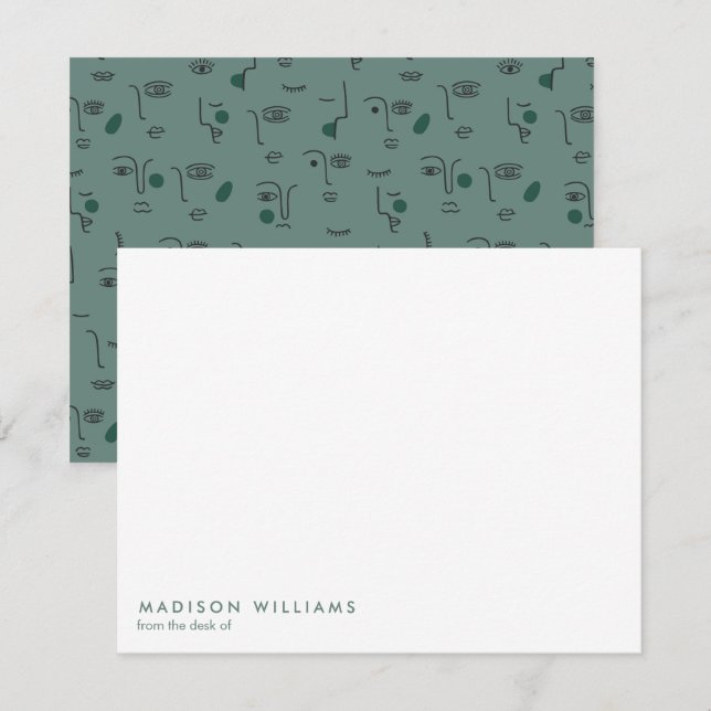 Monogram Trendy Modern Note Mitteilungskarte (Vorne/Hinten)