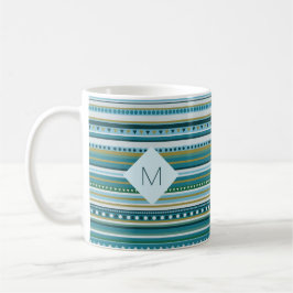 Monogram Tribal Aquamarin Blue Pattern Tasse