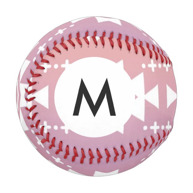 Monogram Tribal azbre ombre Muster Baseball (Vorderseite Links)