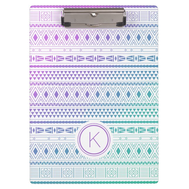 Monogram Tribal Pattern Klemmbrett (Vorderseite)