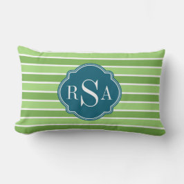 Monogram Trio Green Stripes Muster Lendenkissen