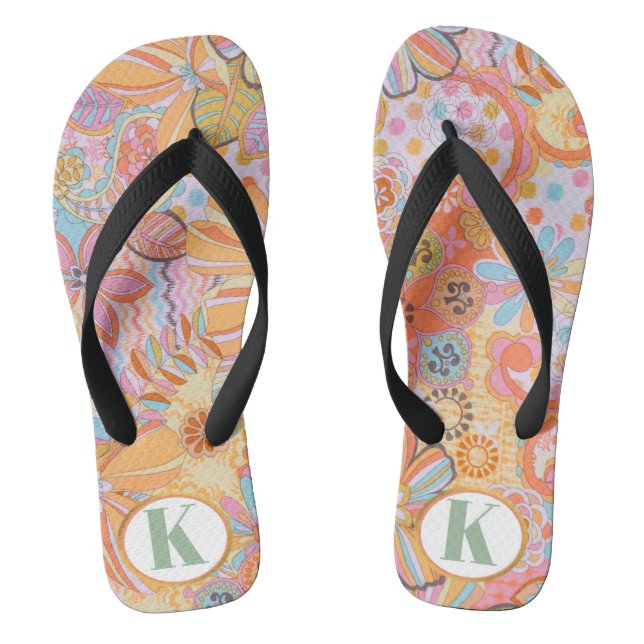 Monogram Trippy Nostalgic Floral Mood Flip Flops (Fußbett)