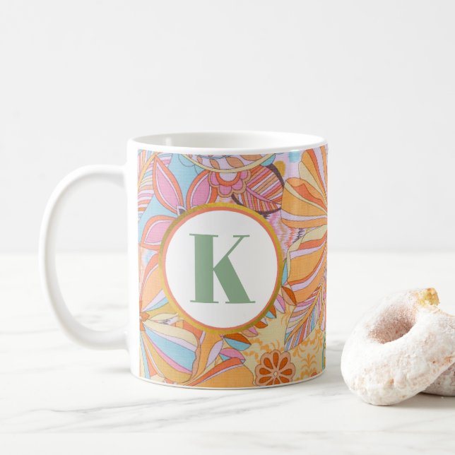 Monogram Trippy Nostalgic Floral Mood Kaffeetasse (Mit Donut)
