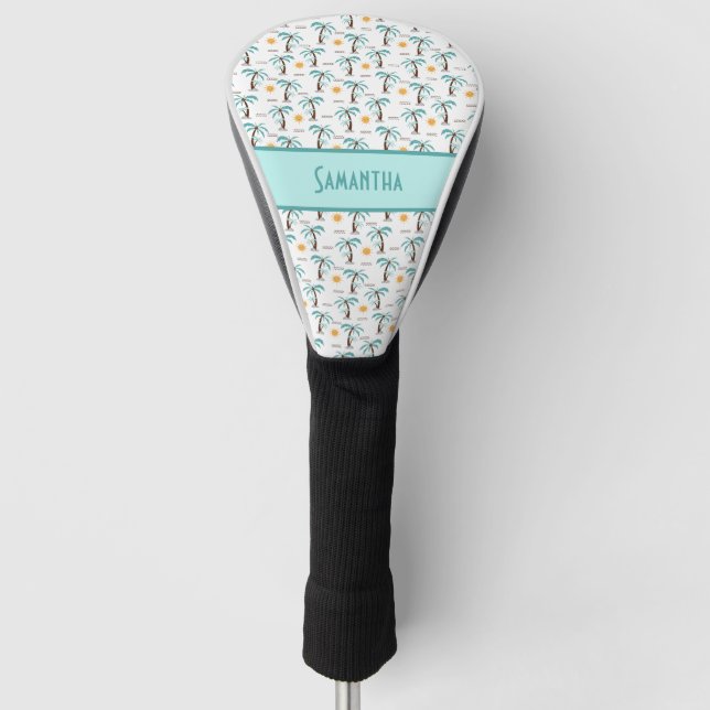 Monogram Tropical Palm Trees Sunshine Beach Aquama Golf Headcover (Vorderseite)