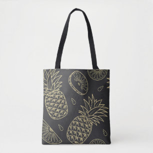 Monogram Tropical Pineapple Girly Gold Schwarz Tasche