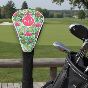 Monogram Tropical Pink Flamingo Floral Girly Golf Headcover