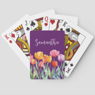 Monogram Tulips Frühlingsblumen farbenfroh und frö Spielkarten