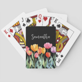 Monogram Tulips Frühlingsblumen farbenfroh und frö Spielkarten