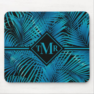 Monogram Türkis Black Palms Mousepad