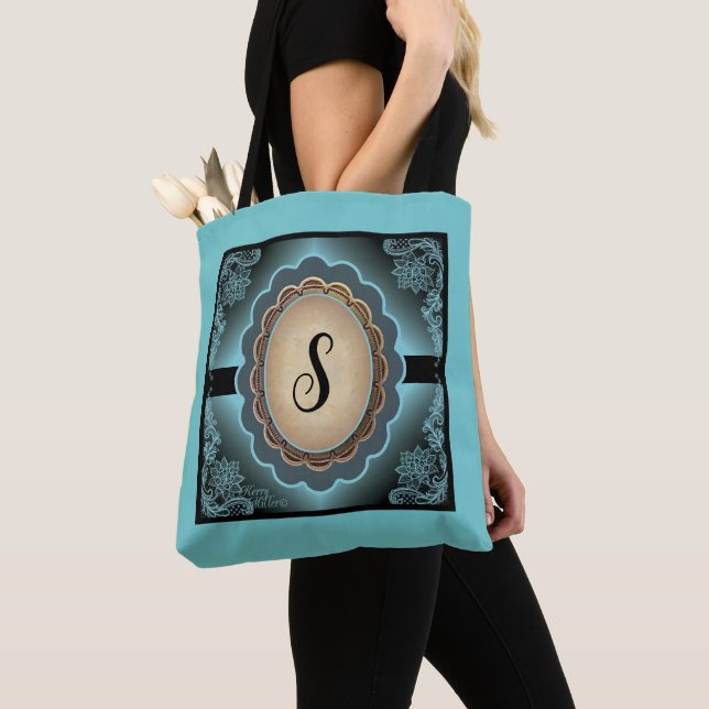 Monogram Turquoise Lace Toag Tasche (Von Nahem)