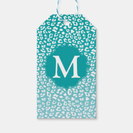 Monogram Turquoise Leopard Print Geschenkanhänger